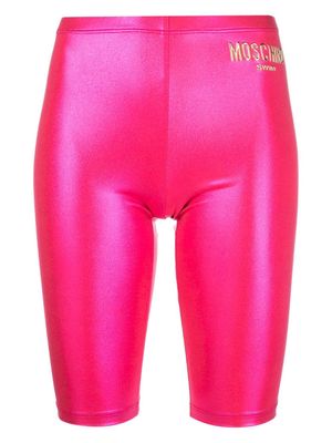 Moschino logo-print skinny-cut shorts - Pink