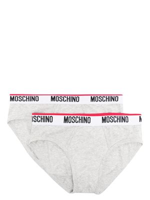 Moschino logo-print strap cotton-blend briefs - Grey