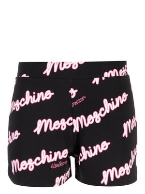 Moschino logo-print stretch-cotton track shorts - Black