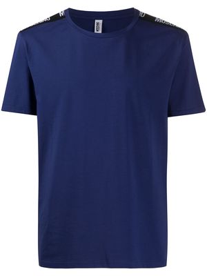 Moschino logo-print tape T-shirt - Blue