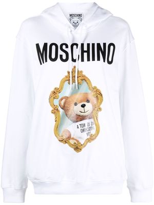 Moschino logo-print toy-bear hoodie - White