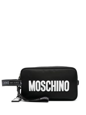 Moschino logo-print wash bag - Black