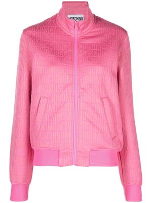 Moschino logo-print zip-up bomber jacket - Pink