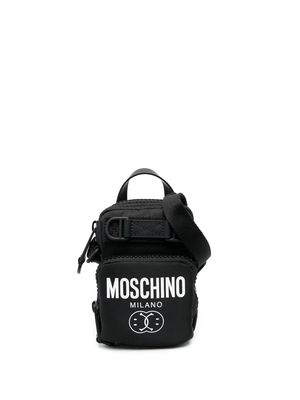 Moschino logo-print zip-up shoulder bag - Black