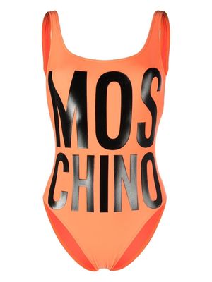 Moschino logo printed swimsuit - Orange