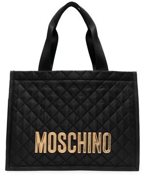 Moschino logo quilted tote bag - Black