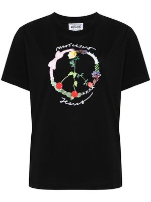 Moschino logo-raised cotton T-shirt - Black
