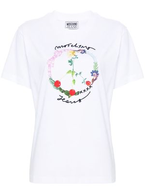 Moschino logo-raised cotton T-shirt - White