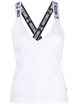 Moschino logo-shoulder-strap tank top - White