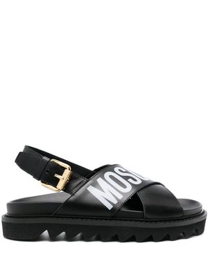 Moschino logo-strap calf-leather sandals - Black