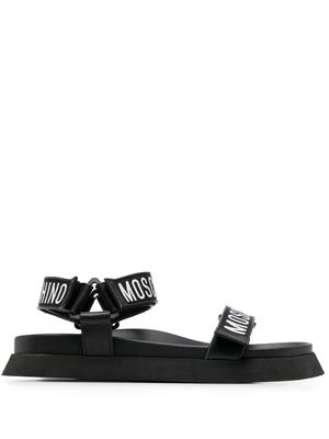 Moschino logo-strap leather sandals - Black