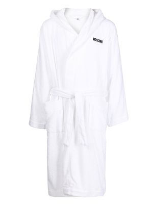 Moschino logo-tape cotton bathrobe - White
