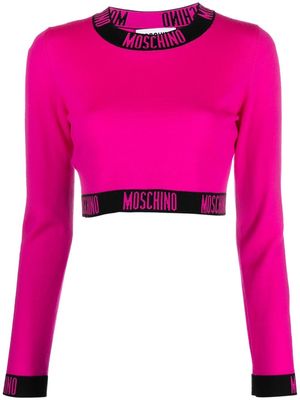 Moschino logo-tape cropped top - Pink