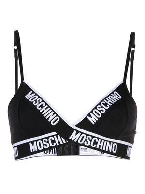 Moschino logo-tape detail stretch-cotton bra - Black
