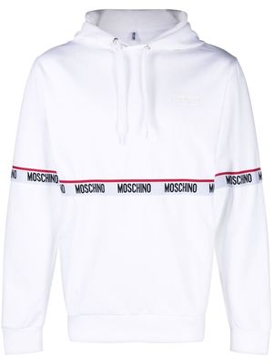 Moschino logo-tape drawstring hoodie - White