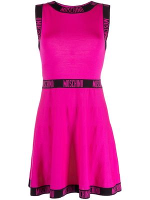 Moschino logo-tape flared minidress - Pink