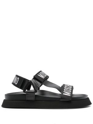 Moschino logo-tape flat sandals - Black