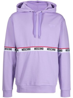 Moschino logo-tape hoodie - Purple