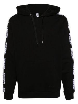 Moschino logo-tape long-sleeve hoodie - Black