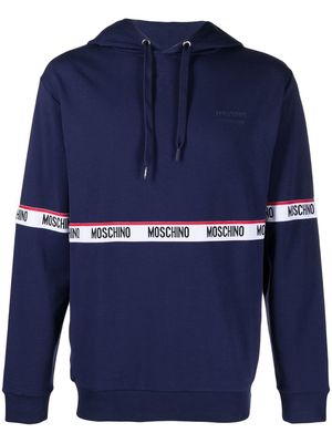 Moschino logo-tape long-sleeve hoodie - Blue