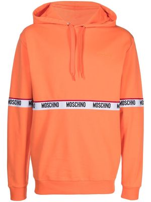 Moschino logo-tape pullover hoodie - Orange