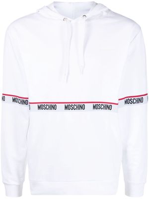 Moschino logo-tape pullover hoodie - White