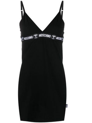 Moschino logo-tape sleeveless nightdress - Black