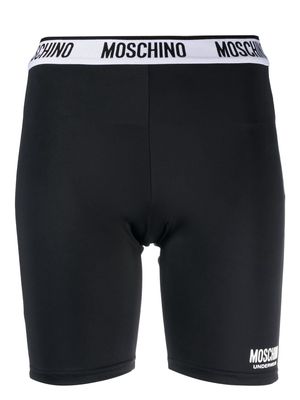 Moschino logo-tape stretch-design shorts - Black