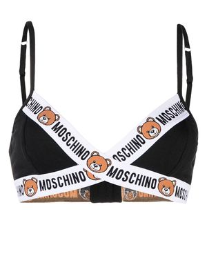 Moschino logo-tape triangle bra - Black