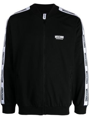 Moschino logo-tape zip-up sweatshirt - Black