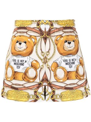 Moschino logo teddy print shorts - Yellow