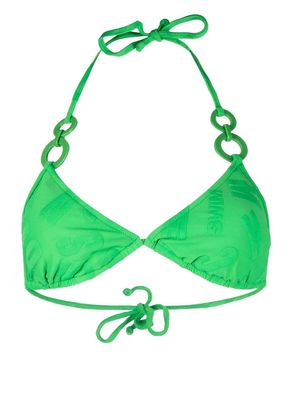 Moschino logo triangle bikini top - Green