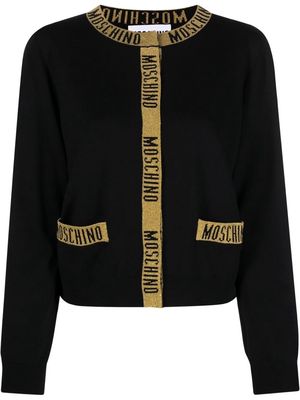 Moschino logo-trim knitted cardigan - Black