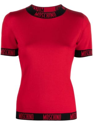 Moschino logo-trim knitted top - Red