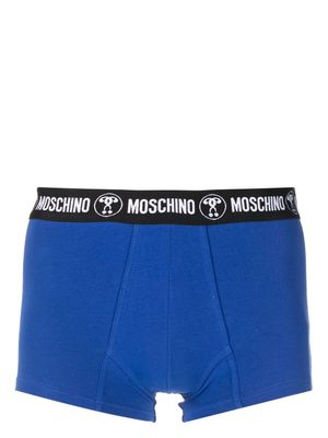 Moschino logo-waist cotton boxer briefs - Blue