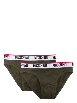 Moschino logo-waistband briefs - Green