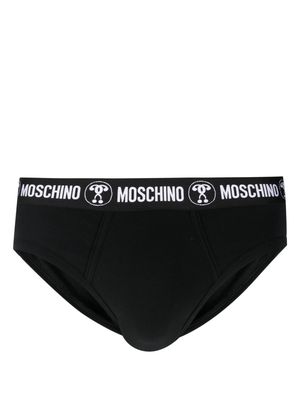 Moschino logo-waistband cotton briefs - Black