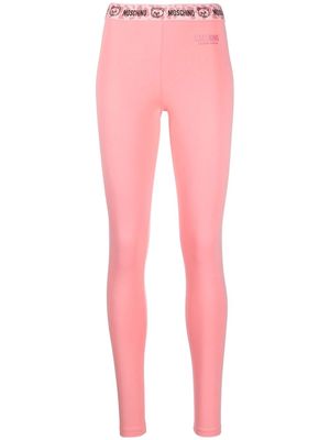 Moschino logo-waistband cotton leggings - Pink