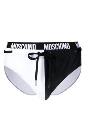 Moschino logo-waistband drawstring swim trunks - Black