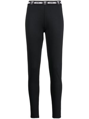 Moschino logo-waistband stretch leggings - Black