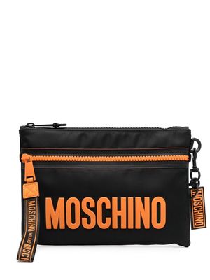 Moschino logo zipped clutch - Black
