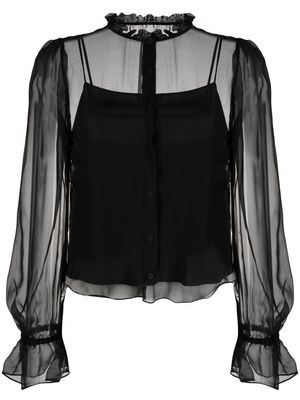Moschino long-sleeve silk blouse - Black