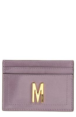 Moschino M Logo Leather Card Case in Violet