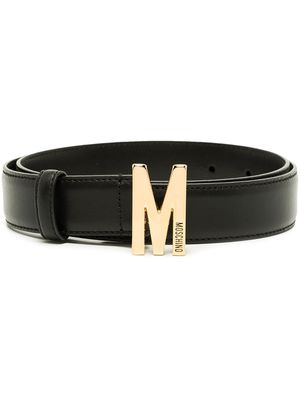 Moschino M logo-plaque belt - Black