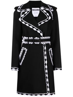Moschino macramé-trim coat - Black