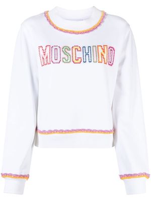 Moschino macramé-trim cotton sweatshirt - White