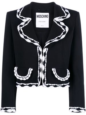 Moschino macramé trim cropped blazer - Black