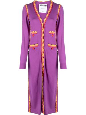 Moschino macramé-trim wool midi dress - Purple