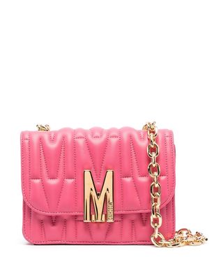 Moschino medium logo-quilted shoulder bag - Pink