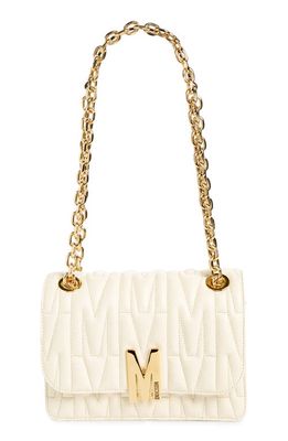 Moschino Medium M Logo Quilted Leather Shoulder Bag in 0006 Ivory